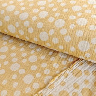 Dupla géz/muszlin JACQUARD Dots dark yellow