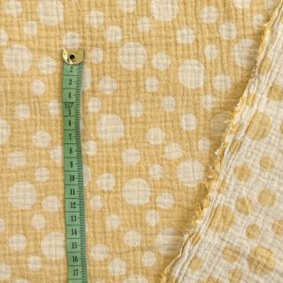 Dupla géz/muszlin JACQUARD Dots dark yellow