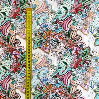 Viszkóz RAYON POPLIN Fantasy floral design D digital print
