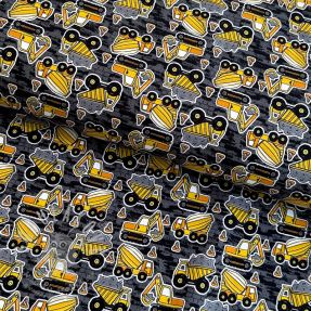 Jersey Construction vehicles yellow digital print