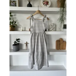 Dupla géz/muszlin Double sided CHECKS MINI grey