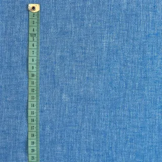 Lenvászon pamuttal Fishbone cobalt