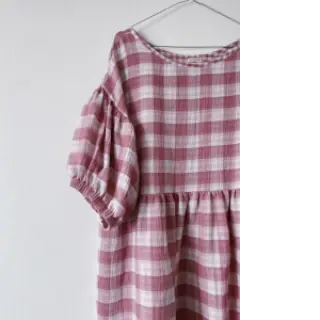 Dupla géz/muszlin Double sided CHECKS MINI mauve