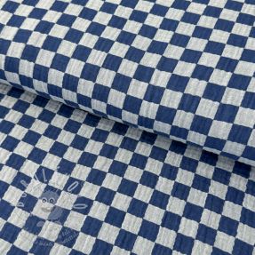 Dupla géz/muszlin DOUBLE SIDED Full check blue