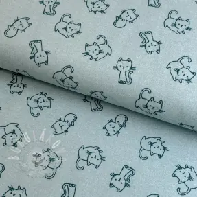 Pamutvászon FLANNEL Cats mint