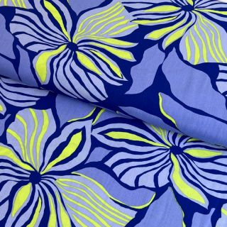 Viszkóz ECOVERO Florals cobalt digital print