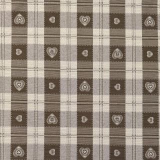 Dekorációs anyag jacquard DOUBLE FACE Landhaus Heart Check taupe