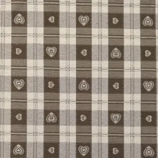 Dekorációs anyag jacquard DOUBLE FACE Landhaus Heart Check taupe