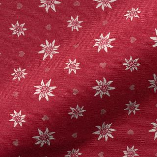 Dekorációs anyag jacquard DOUBLE FACE Landhaus Edelweiss dark red