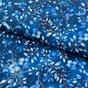 Pamutvászon Blue leaves digital print