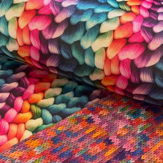 Műszőrme TWO SIDE Big knit difur digital print
