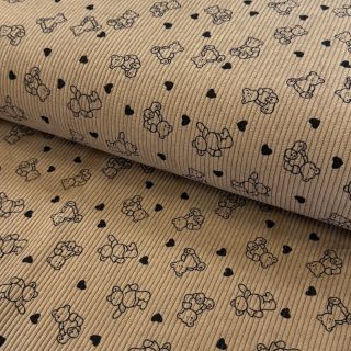 Kordbársony STRETCH Teddy bears design B