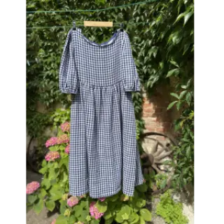 Dupla géz/muszlin Double sided CHECKS MINI navy