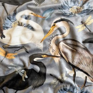 Dekorációs anyag VELVET Heron bird steel grey