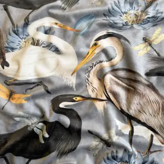 Dekorációs anyag VELVET Heron bird steel grey