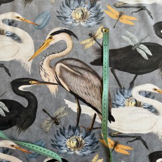 Dekorációs anyag VELVET Heron bird steel grey