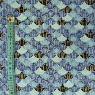 Pamutvászon JAPAN Tsunami bleu