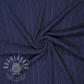 Pulóver anyag Jacquard CHAIN navy