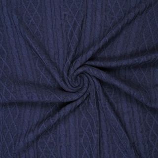 Pulóver anyag Jacquard CHAIN navy