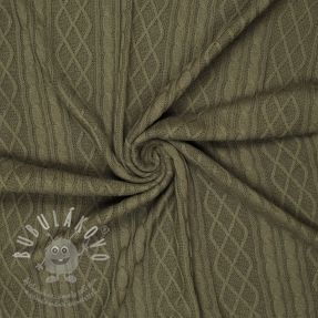 Pulóver anyag Jacquard CHAIN camo green