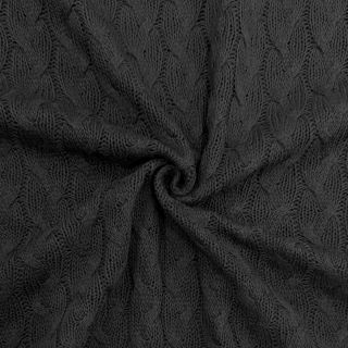 Pulóver anyag Jacquard CABLE black