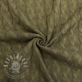 Pulóver anyag Jacquard CABLE camo green