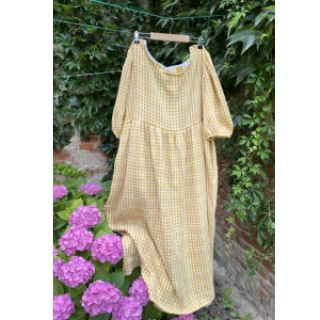 Dupla géz/muszlin Double sided CHECKS MINI ochre