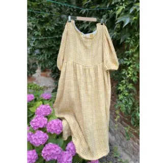 Dupla géz/muszlin Double sided CHECKS MINI ochre