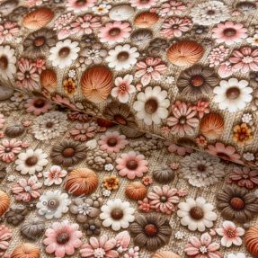 Jersey 3D Knitted Flowers design A digital print