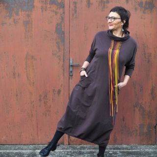 Szabadidő anyag fésült JOGGING dark brown