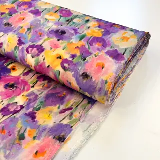 Viszkóz SATIN Lavender flowers digital print