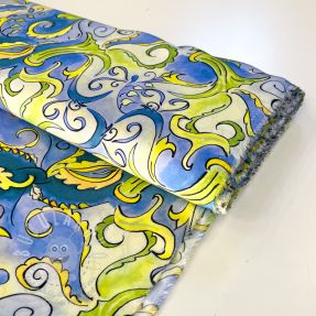 Viszkóz RADIANCE Abstract paisley blue digital print