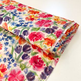 Viszkóz DOBBY Multi flowers digital print