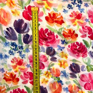 Viszkóz DOBBY Multi flowers digital print
