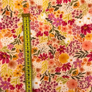 Dupla géz/muszlin Summer flowers peach digital print