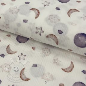 Dupla géz/muszlin Moon white digital print ORGANIC