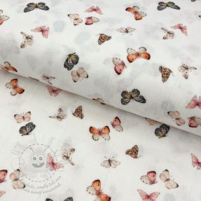 Dupla géz/muszlin Butterflies white digital print
