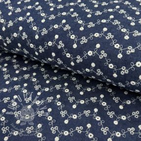 Pamutvászon JEANS Embroidery dark blue