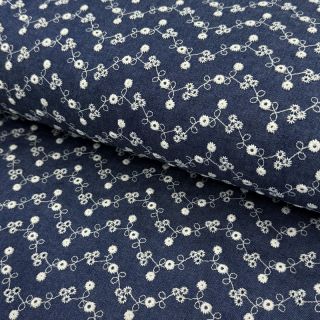 Pamutvászon JEANS Embroidery dark blue