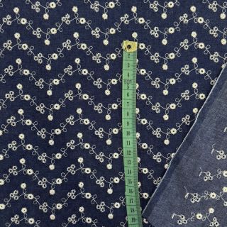 Pamutvászon JEANS Embroidery dark blue