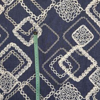 Pamutvászon JEANS EMBROIDERY Square dark blue
