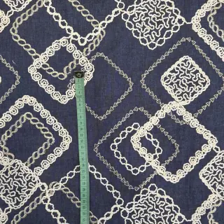 Pamutvászon JEANS EMBROIDERY Square dark blue