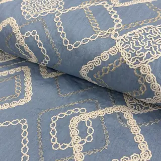 Pamutvászon JEANS EMBROIDERY Square light blue