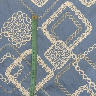 Pamutvászon JEANS EMBROIDERY Square light blue