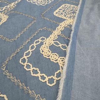 Pamutvászon JEANS EMBROIDERY Square light blue