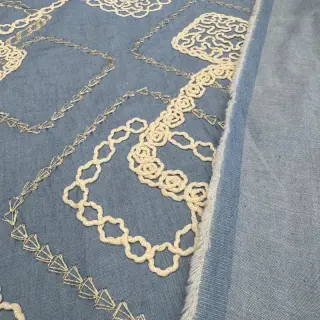 Pamutvászon JEANS EMBROIDERY Square light blue