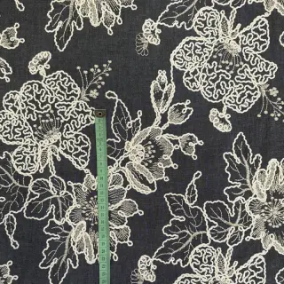 Pamutvászon JEANS EMBROIDERY Bouquet black