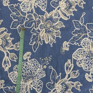 Pamutvászon JEANS EMBROIDERY Bouquet blue