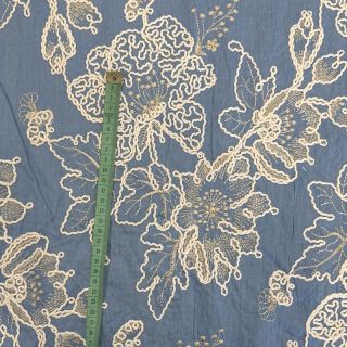 Pamutvászon JEANS EMBROIDERY Bouquet light blue