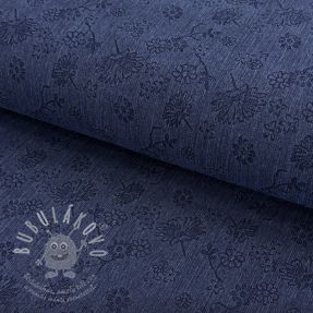 JEANS 9,5 OZ Embossed Flowers dark blue